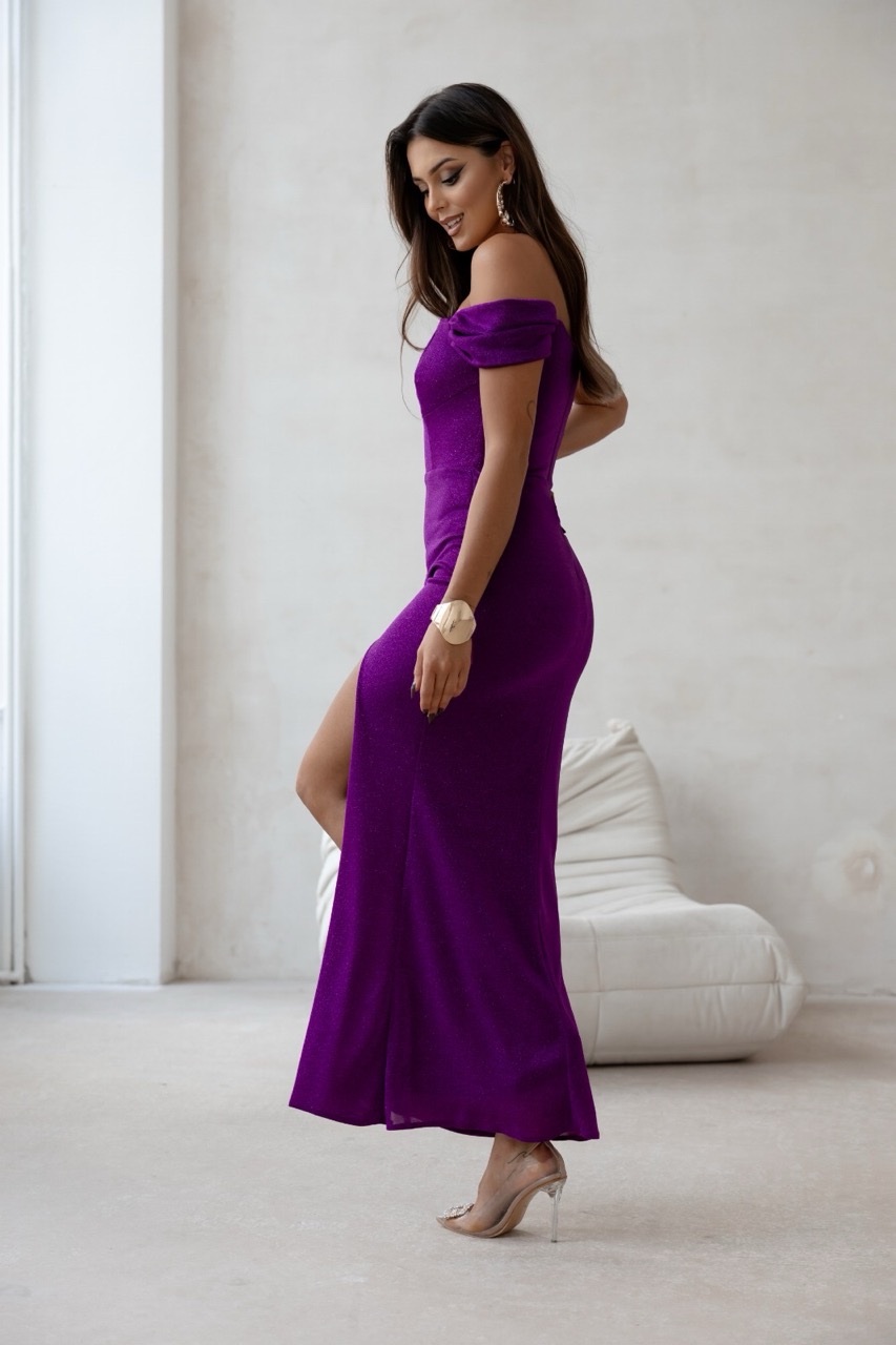 muted indigo bodycon evening dress