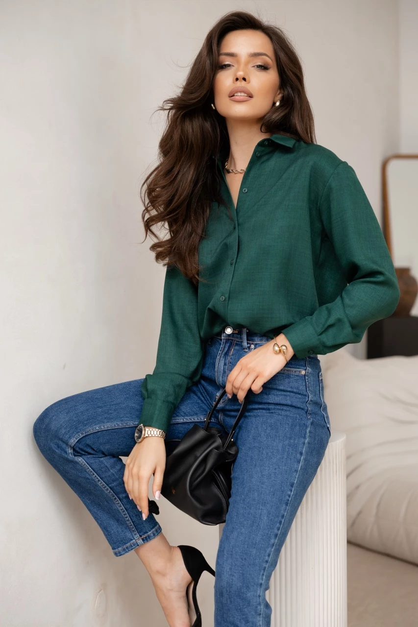 Emerald Green Textured Long Sleeve Shirt