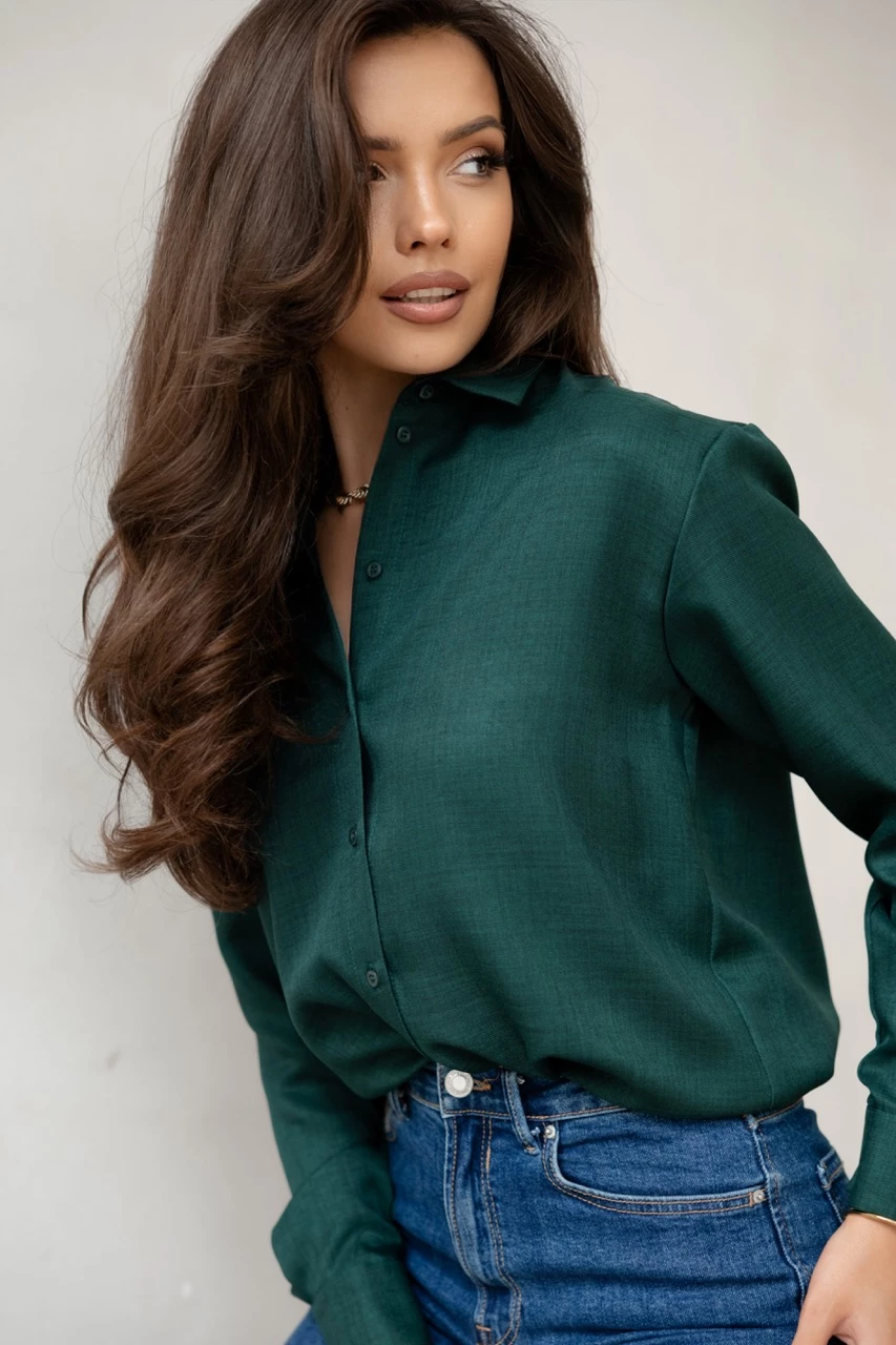 Emerald Green Textured Long Sleeve Shirt